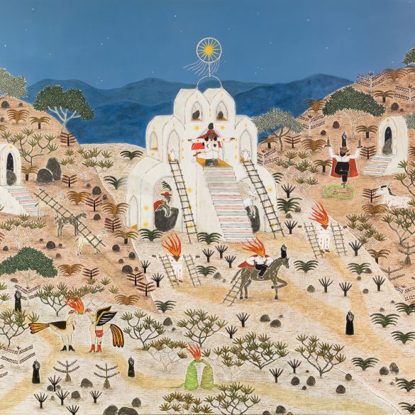 As treze passagens de junho e o sol preso 150x180cm Acrilica pastel oleoso e giz de cera sobre tela 2025